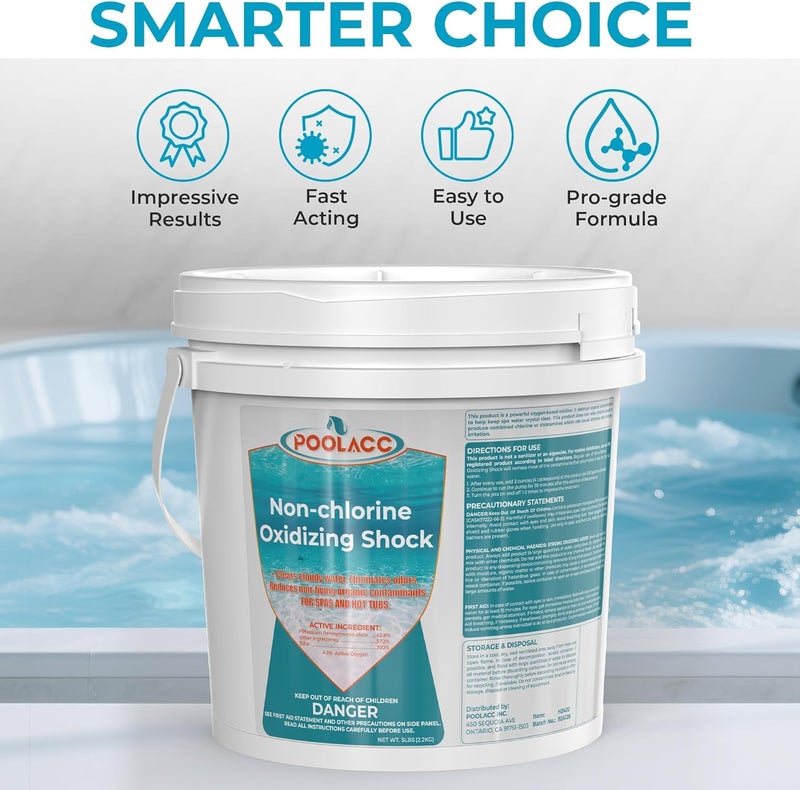 POOLACC Non-Chlorine Spa Shock for Hot Tub - 5 lbs, Chlorine-Free Shock Oxidizer Treatment for Hot Tubs, Spas and Swimming Pools, Fast Acting, Quick Dissolving Oxidizing Shock for Crystal Clear Water - Image 3